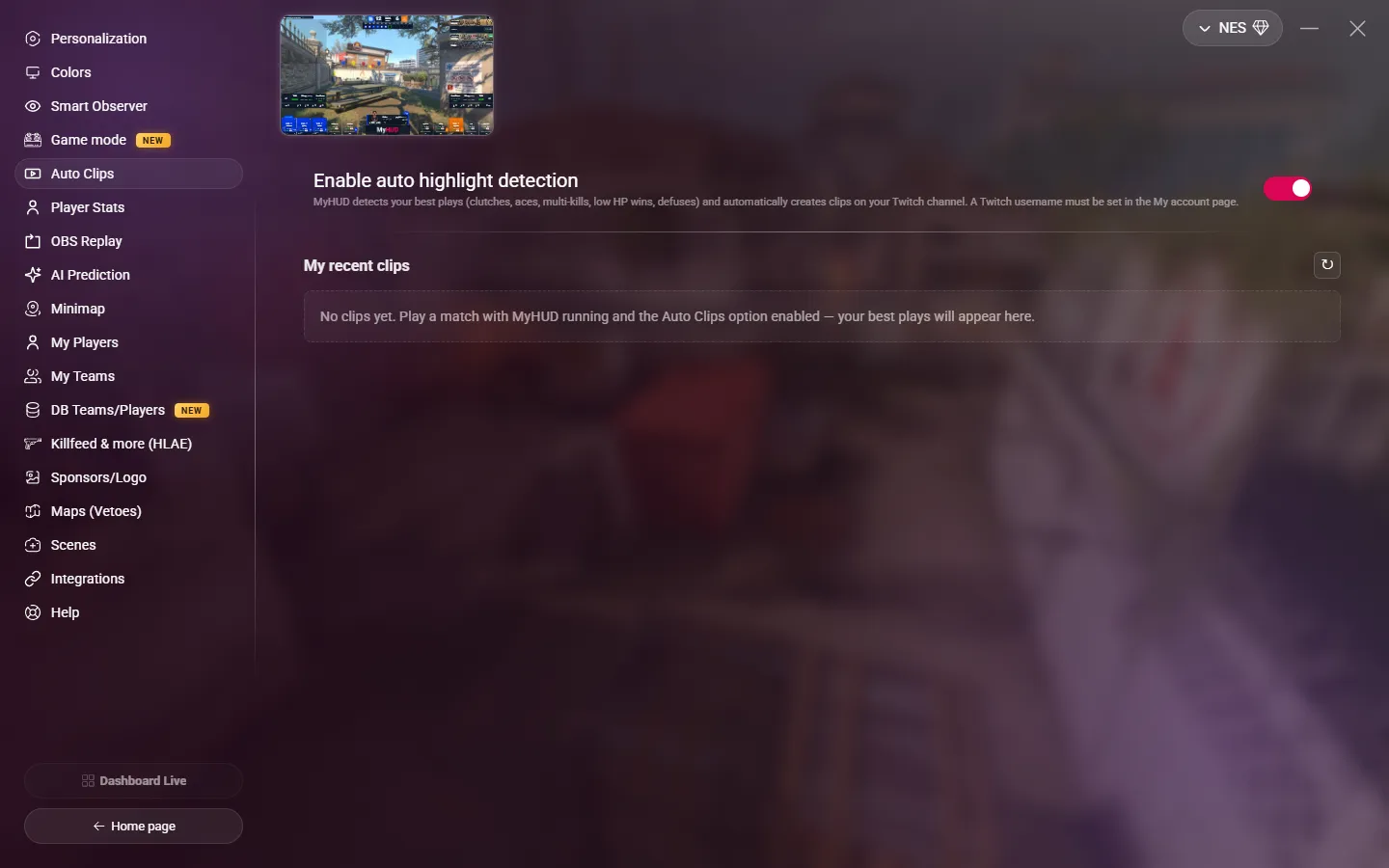 The Auto Clips page