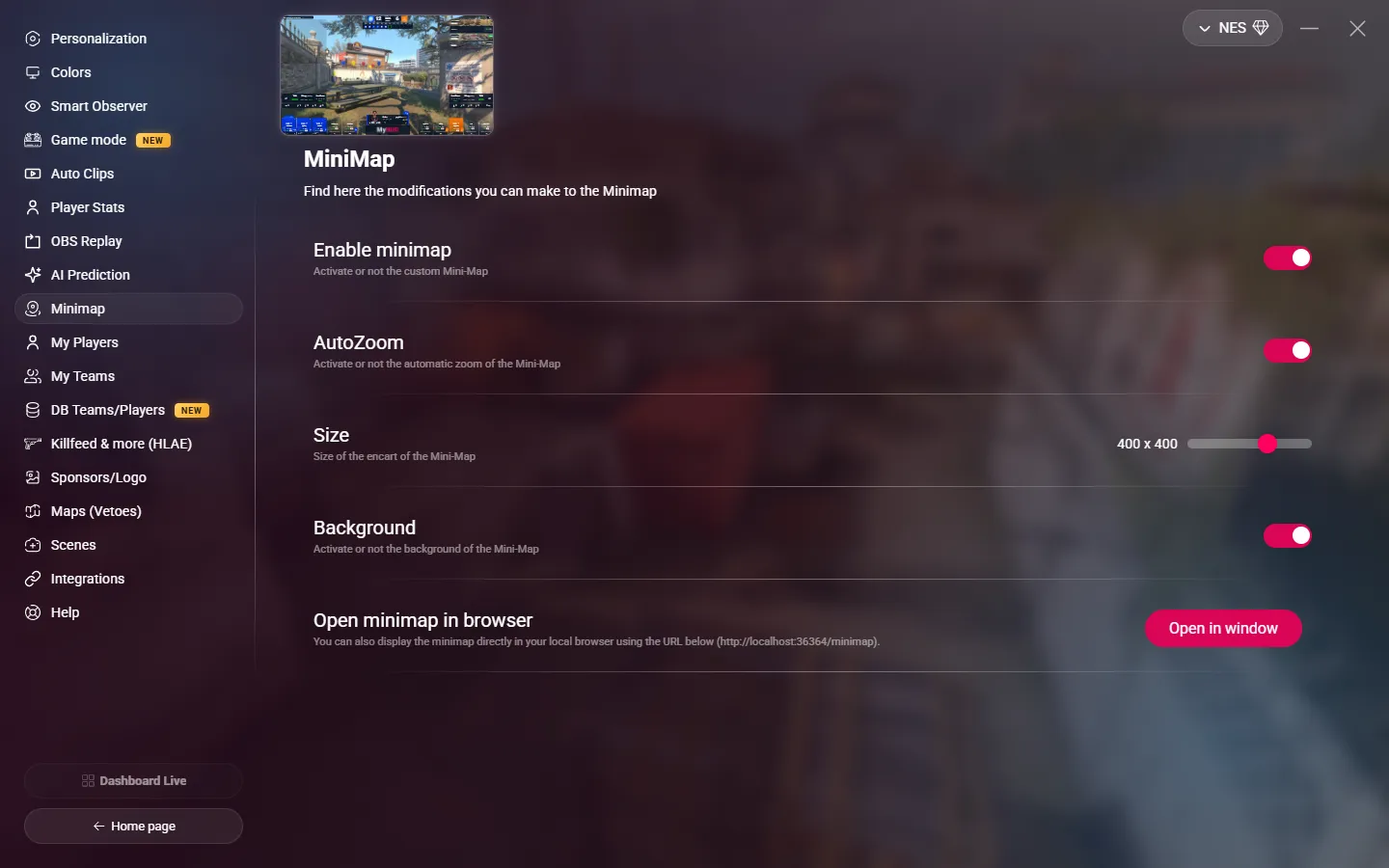 The Minimap page