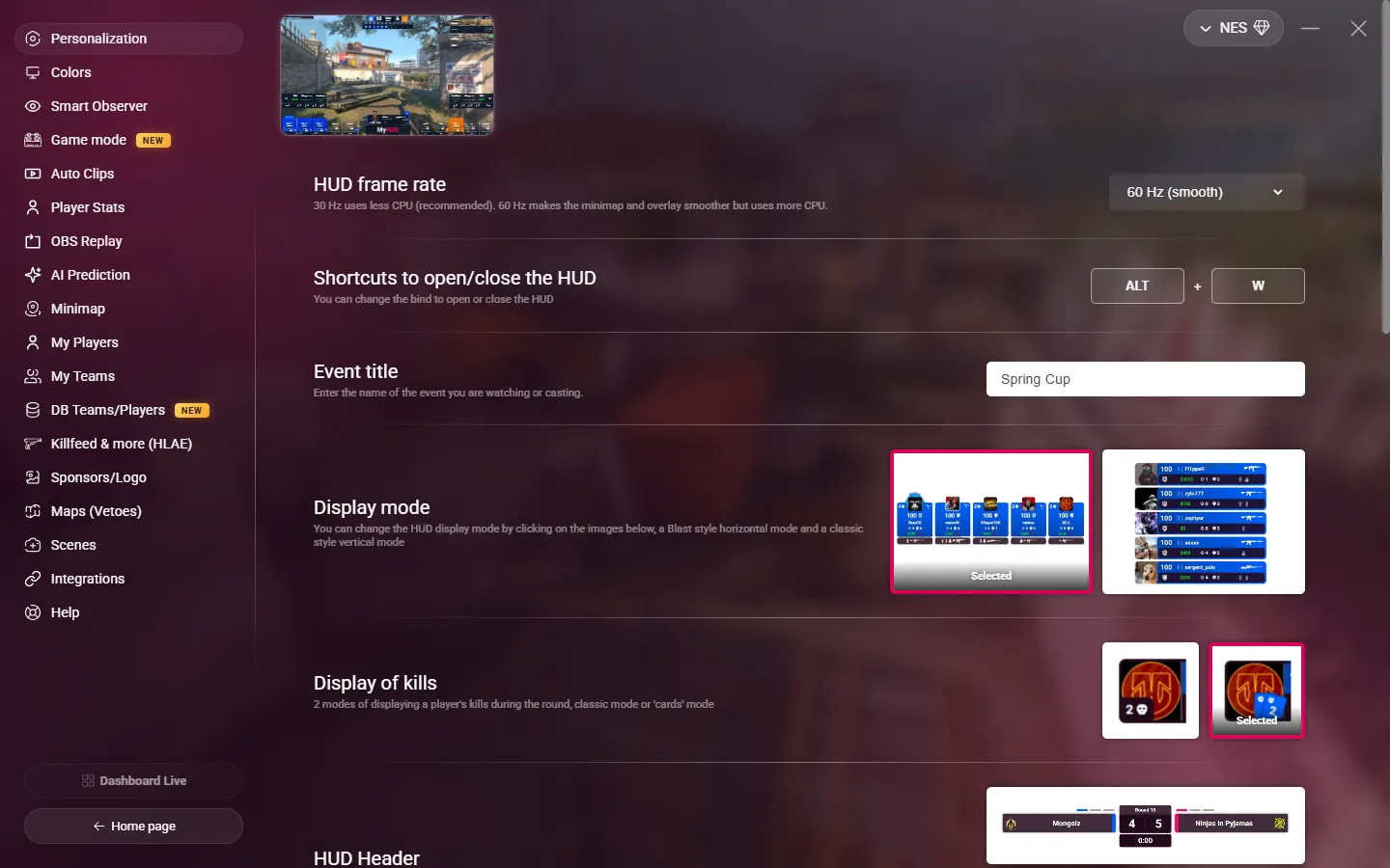 The Personalization page