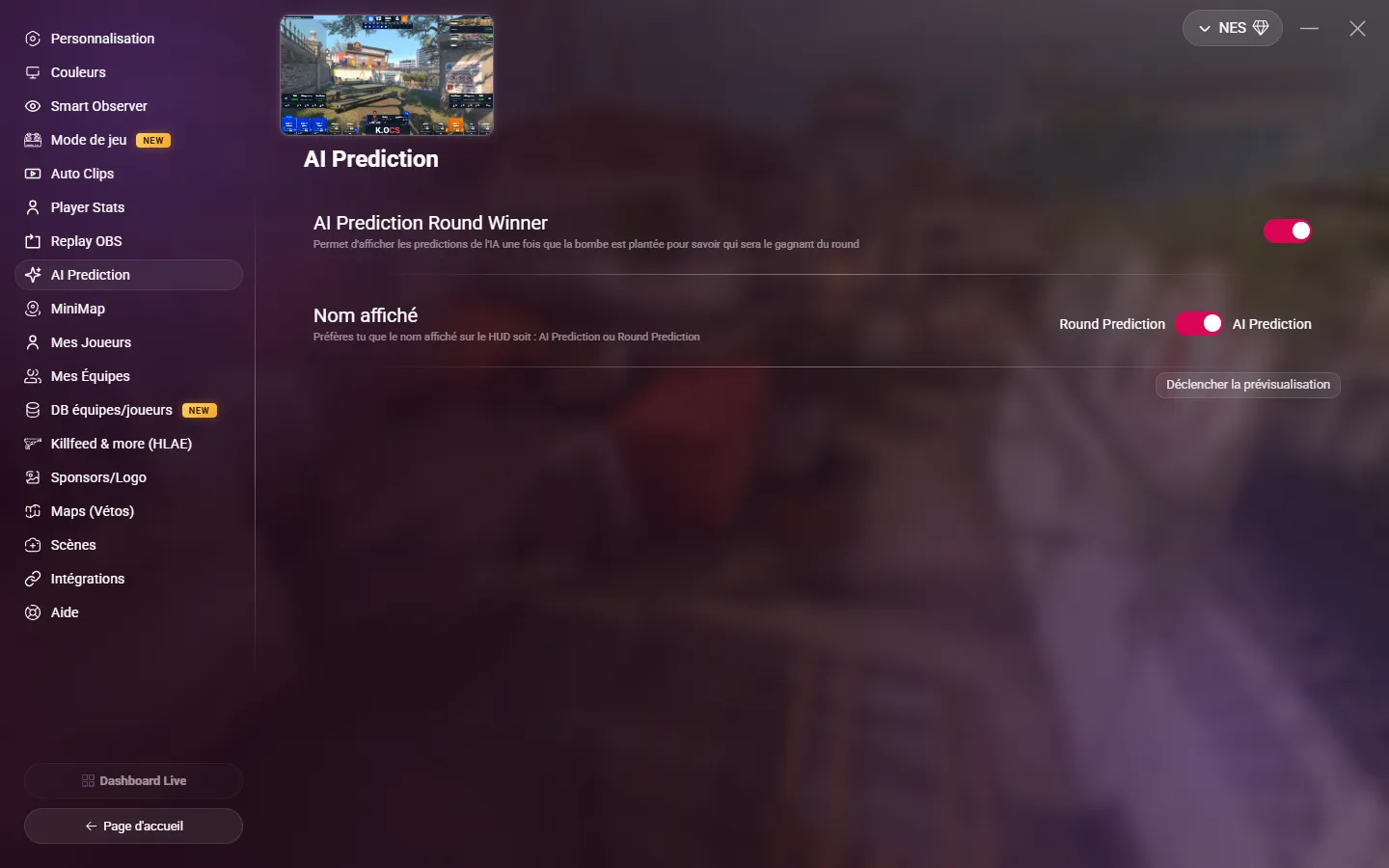 La page AI Prediction