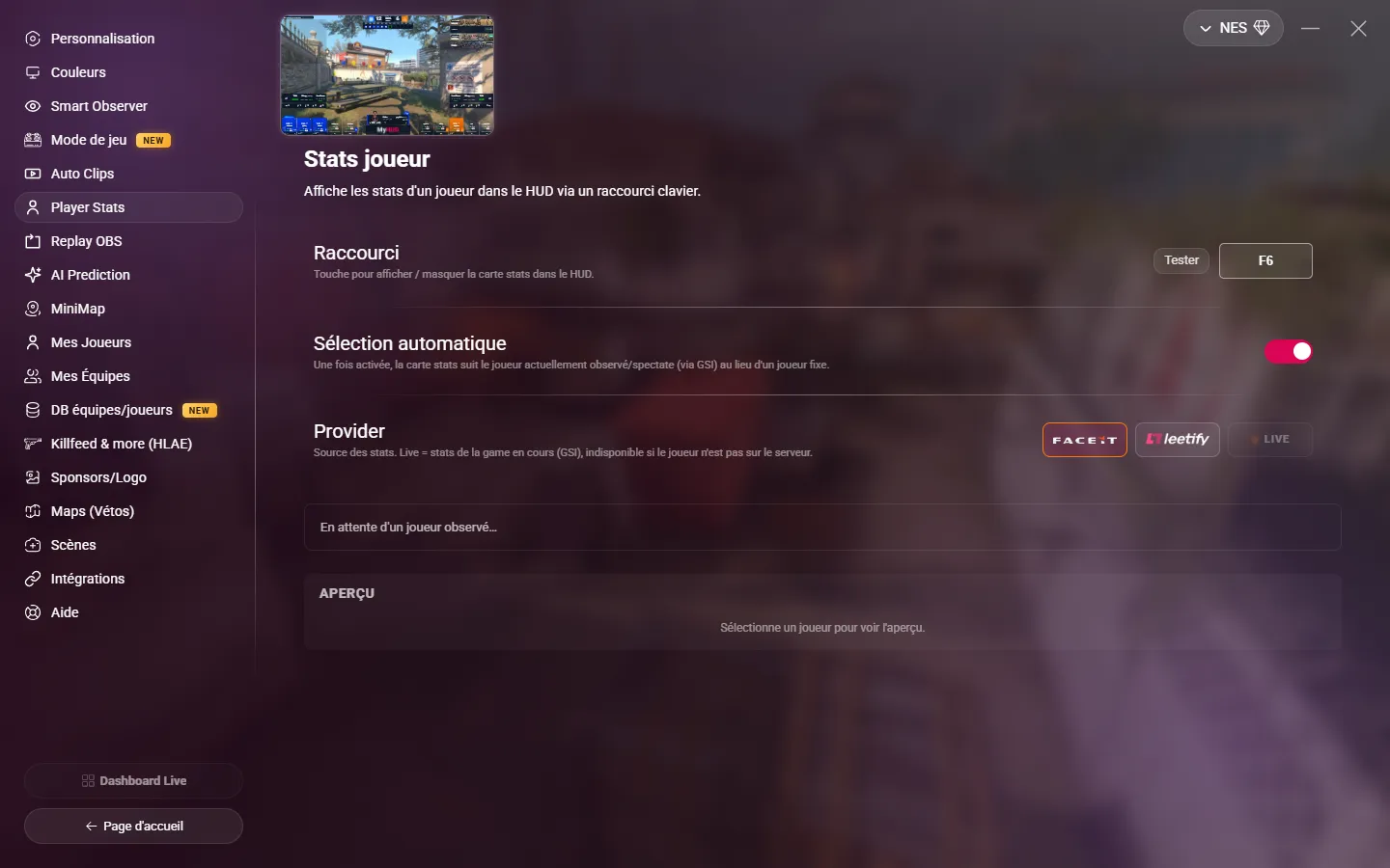 La page Player Stats